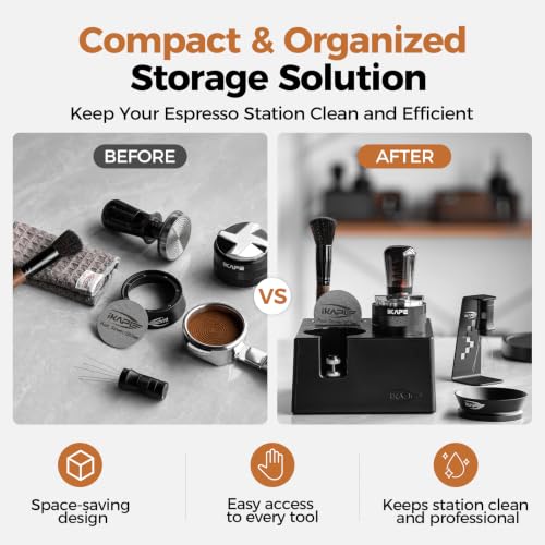 Black 58mm Espresso Tool Set 8-in-1 Coffee Tamper Distributor Funnel Puck Screen