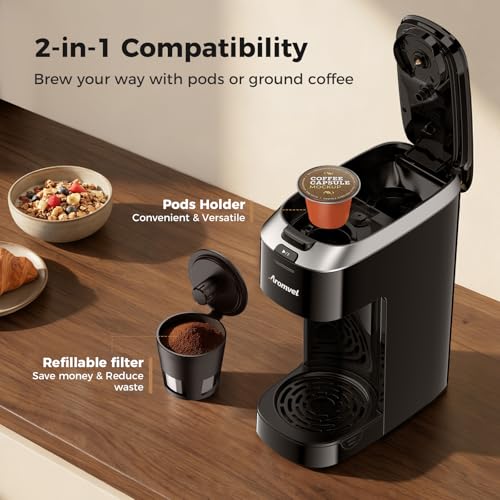 Aromvel Single Serve Coffee Maker for K Cup Pods, Compact Fast Brewer