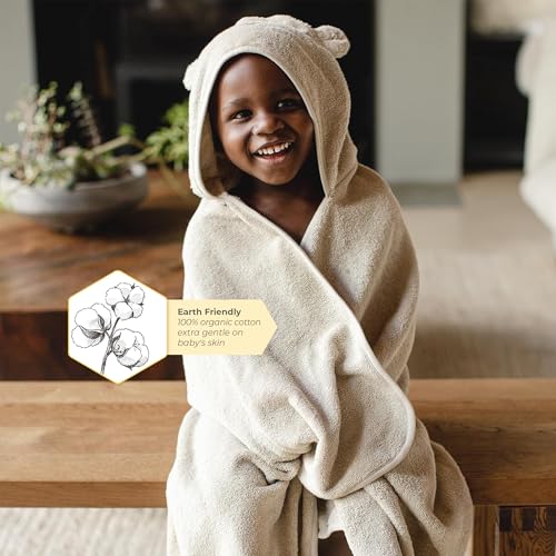 Burt's Bees Baby Hooded Animal Towels - Bear, Organic Cotton Toddler Bath Towel