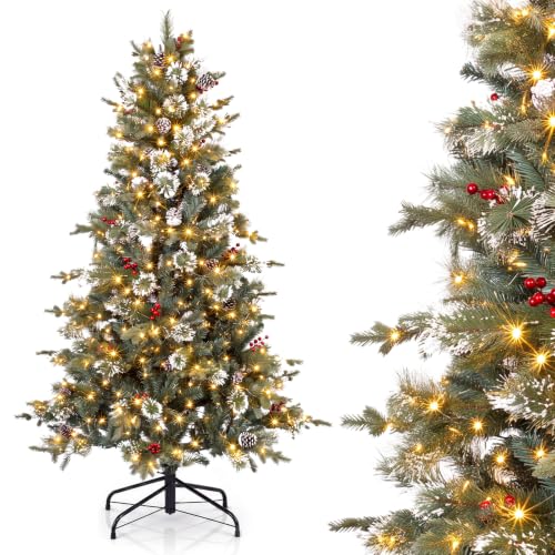 6ft Pre-Lit Artificial Christmas Tree with 300 Warm White LED Lights
