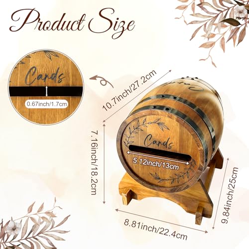 Multicolor Rustic Wooden Whiskey Barrel Card Box for Wedding with Base