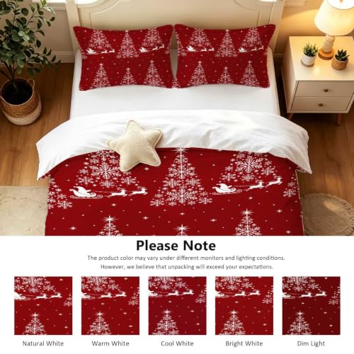 EDGZKO Red Christmas Santa Claus Comforter Set Full - Elk Holiday Bedding