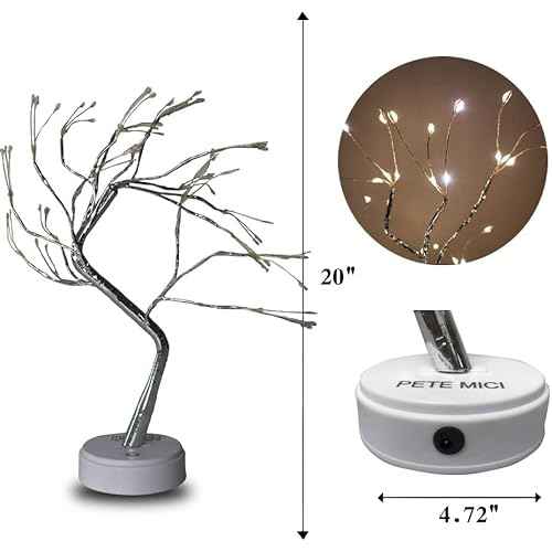 pete mici 108 LED Tabletop Bonsai Tree Light, 8 Modes 20¡¯¡¯ Warm White Artificial Fairy Light, Battery/USB Operated Twinkling Tree Lamp for Christmas Wedding Home Decoration