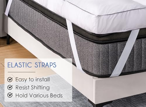 King Cooling Plush Mattress Topper - Classic Square White, Extra Thick