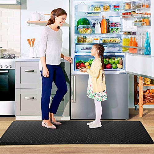Black 60-Inch x 17.3-Inch Anti-Fatigue Kitchen Mat Cushioned Support
