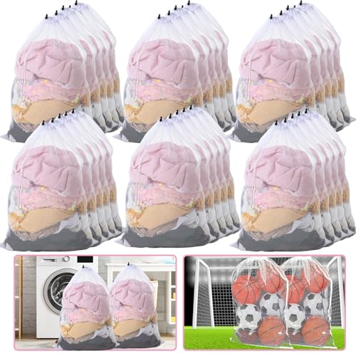 Berlune 30 Pack White Mesh Laundry Bags Large Capacity for Dorms & Laundry