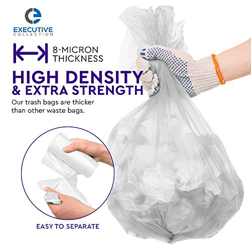 Clear Trash Bags 7-10 Gallon Bulk Pack 1000 Count - Medium Garbage Liners for Kitchen, Office, Bedroom - 8 Microns