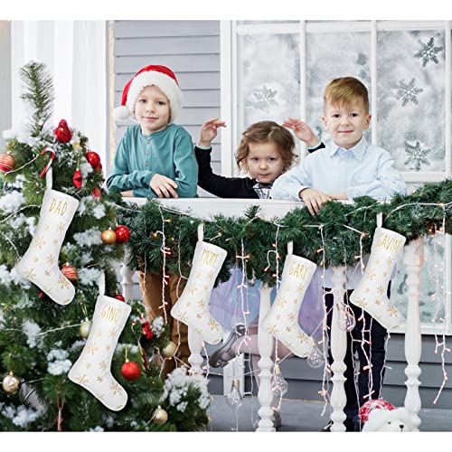 6 Pack Christmas Burlap Stockings 18 Inch White Gold Holiday Decor