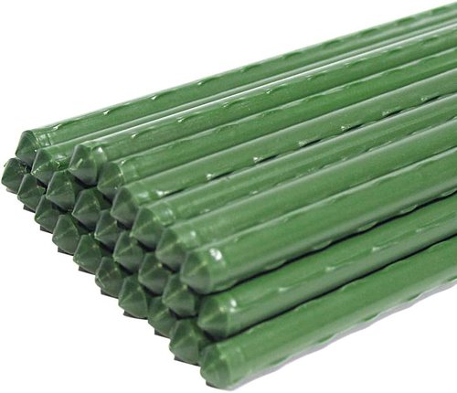 Growsun 4ft Metal Garden Stakes - Durable Plastic Coated Plant Supports for Tomatoes & Climbing Plants | 25 Pack