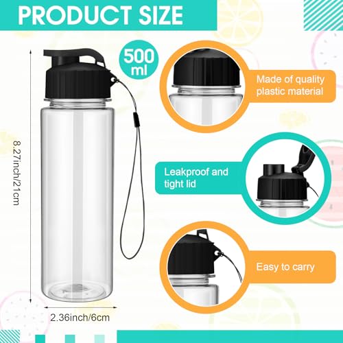 Mifoci 72 Pack Clear & Black 17 oz Reusable Water Bottles Bulk with Flip Top Caps