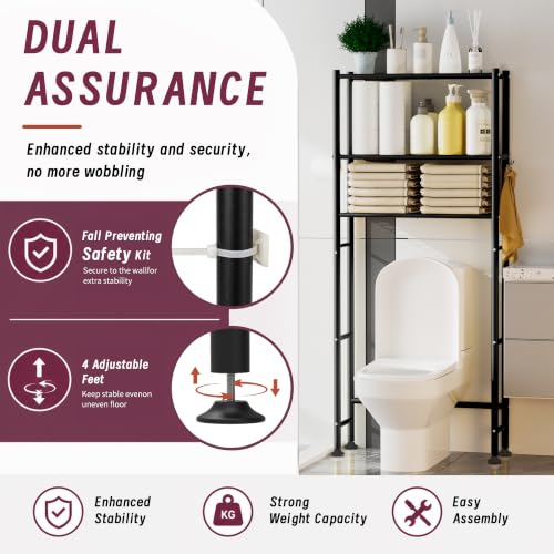 Yutrchey 3-Tier Over Toilet Bathroom Storage Cabinet with Hooks & Paper Holder