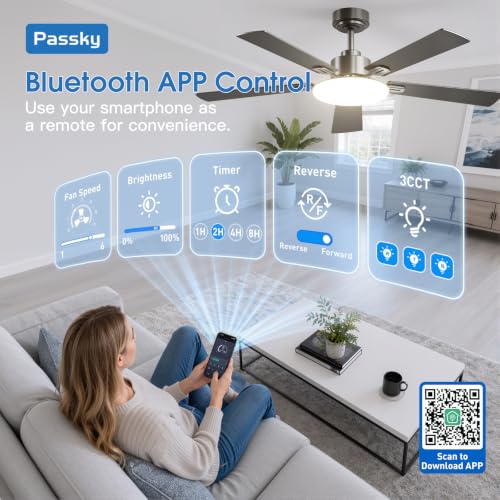 Black 52-Inch Ceiling Fan with Lights and Remote Control - Modern & Energy Efficient