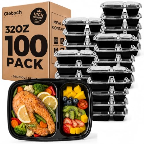 100 Pack 32oz 2-Compartment Meal Prep Containers with Lids - Leakproof & Reusable - Variations of THIS listing