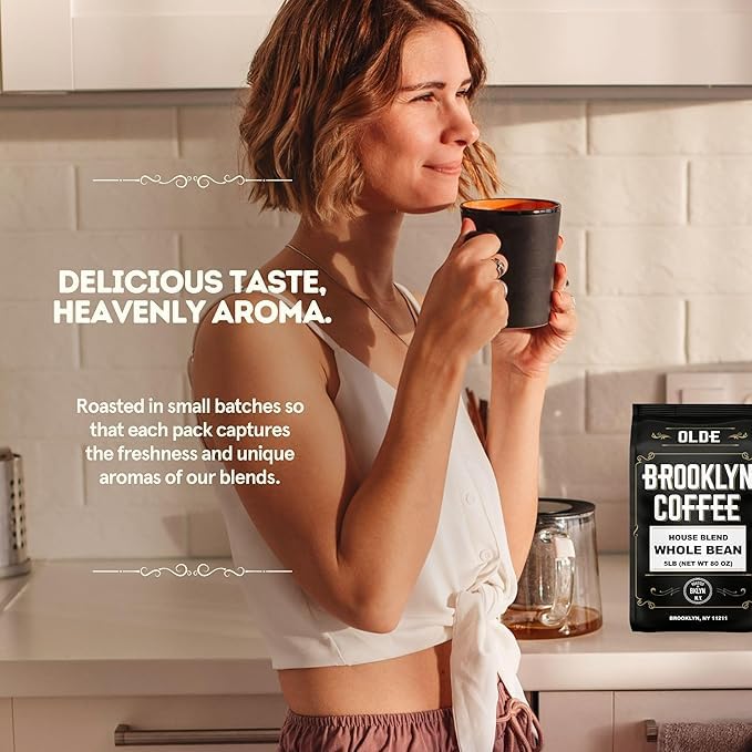 Whole Bean Coffee - House Blend Medium Roast 80oz Pack - Fresh, Balanced, Roasted Weekly in NYC