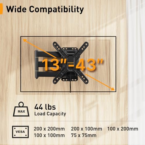 Perlegear Lockable RV TV Wall Mount for 13-43 Inch TVs Up to 44 lbs