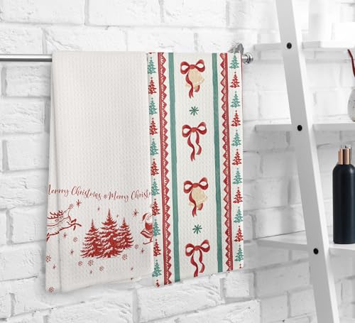 Vintage Santa Kitchen Towels Set of 2 | 16x24 inch Christmas Tea Towels