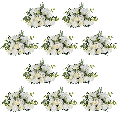 Large Artificial Flower Centerpieces Set - 17.7 Inch White Faux Floral Balls for Wedding & Party Decor