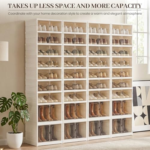 Tykacna White 9-Tier Tall Shoe Rack with Wheels, Dustproof, Fits 18 Pairs, 3-Minute Assembly