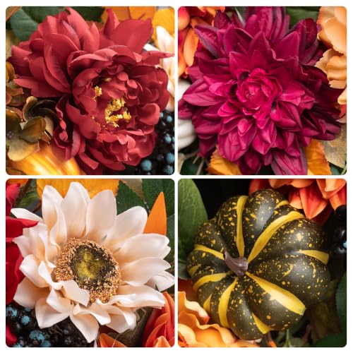 Fall Wreath for Front Door 24 Inch - Rustic Farmhouse Harvest Orange
