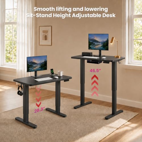 AdGiGi Black 32x24 inch Electric Standing Desk - Compact Adjustable Home Office Workspace