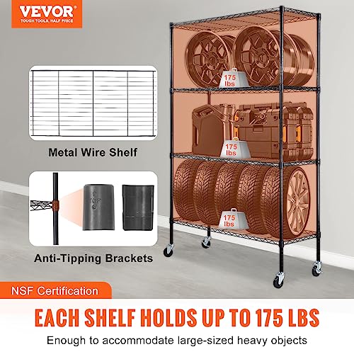 Black 4-Tier Adjustable Metal Storage Shelving Unit - 48 x 18 x 74 Inches, Garage & Basement Organization