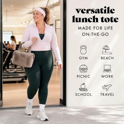 Neoprene Lunch Bag for Women with Ice Pack & Containers - Taupe