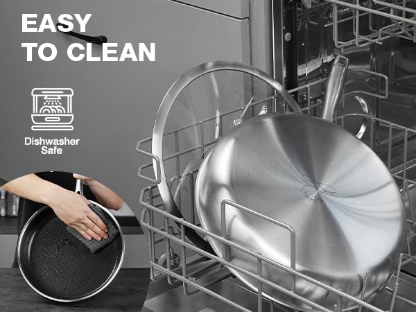 PekGema Hybrid Nonstick Frying Pan - 10-Inch 5-Ply Stainless Steel Skillet | PFAS-Free, Oven-Safe 500°F