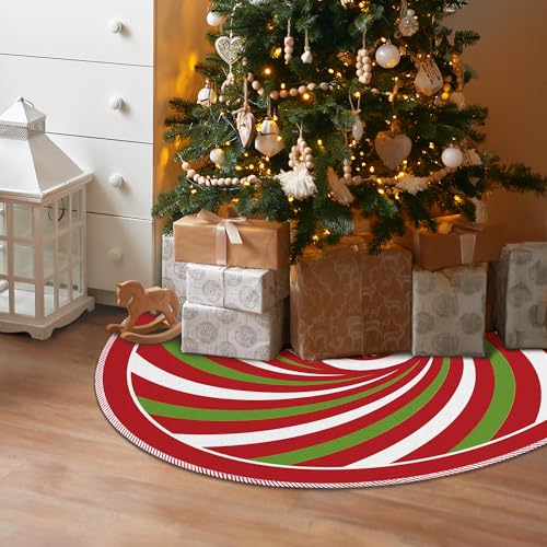 VRW Red and Green Christmas Tree Skirt 36 Inch Holiday Decor for Home & Parties