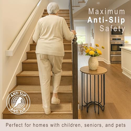 15 Pack Non Slip Stair Treads for Wooden Steps - Peel & Stick Carpet Runners