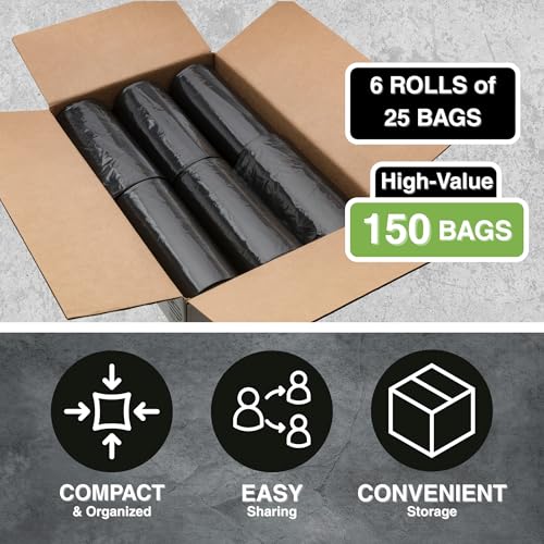 33-Gallon Heavy-Duty Trash Bags 1.2 Mil Thick Black 150 Pack - Made in USA