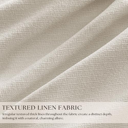 TWODRAPES 90 Inch Blackout Linen Curtains - Natural, 2 Panels, Pinch Pleat, 40"W x 90"L