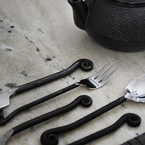 20-Piece Flatware Set with Treble Clef Design - Black Stainless Steel Cutlery for Dining