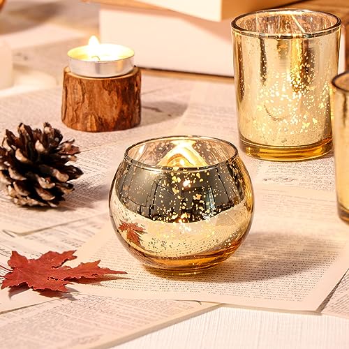 Gold Votive Candle Holders 48PCS Assorted Mercury Glass Wedding & Party Decor
