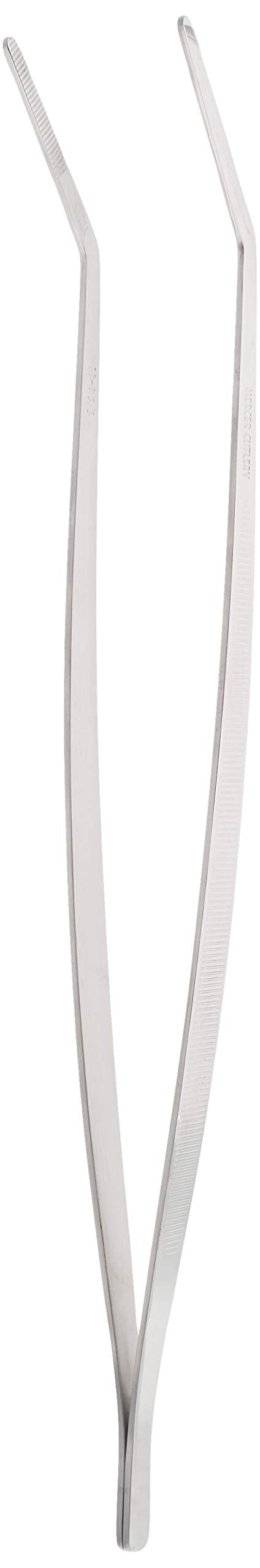Mercer Culinary 18-8 Stainless Steel Chef Plating Tongs, Curved Tip, 11-3/4 Inch