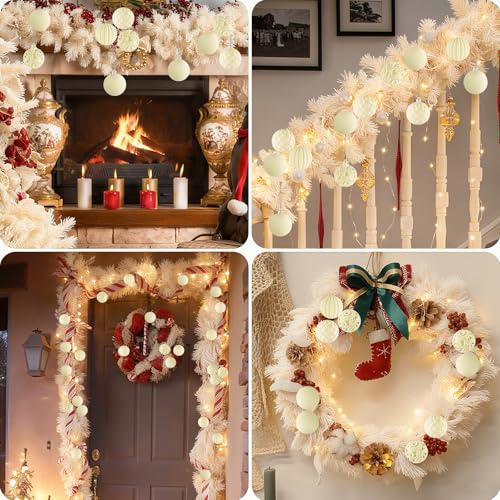 40 pcs Cream Yellow Velvet Christmas Tree Ornaments - Shatterproof Holiday Decor