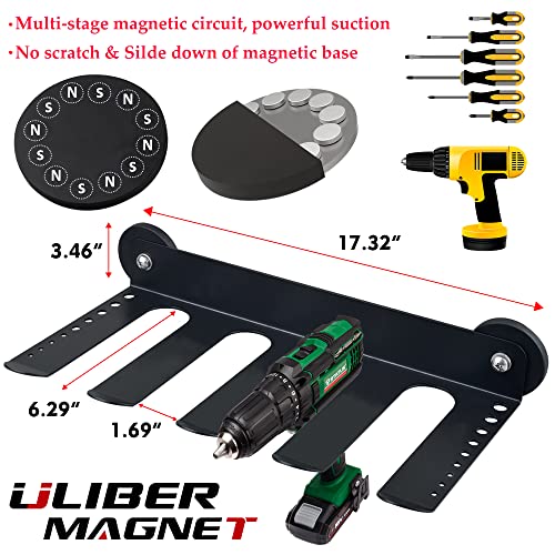 4-Slot Magnetic Power Tool Organizer Wall Mount Storage Rack with Screwdriver Holder