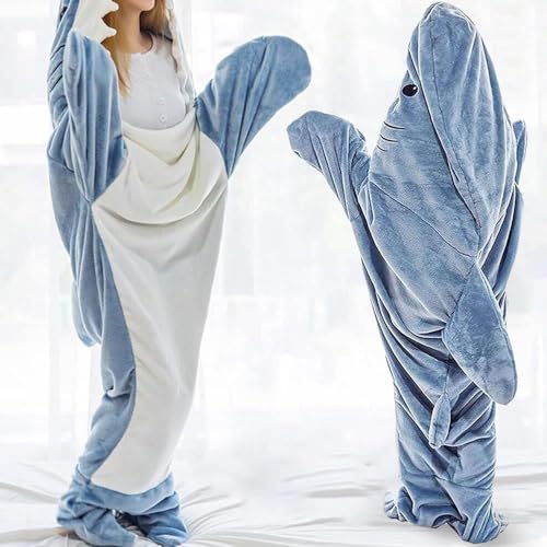 Kids Shark Blanket Hoodie - Fun Shark Pajamas for 53-57 Inch Height (M)