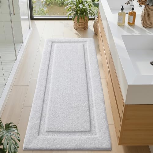LUMI Ultra Soft Bathroom Runner Rug - Non Slip 24x60 White