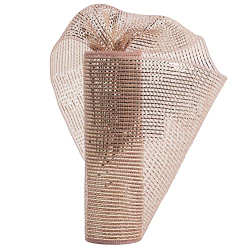 Deluxe Rose Gold Foil Deco Mesh 10in Roll – 30ft, for Wreaths, Garlands, Christmas Decor