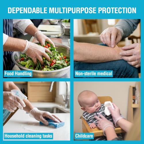 AMMEX Disposable Vinyl Gloves 4 Mil Clear Medium 1000pcs Exam & Food Safe