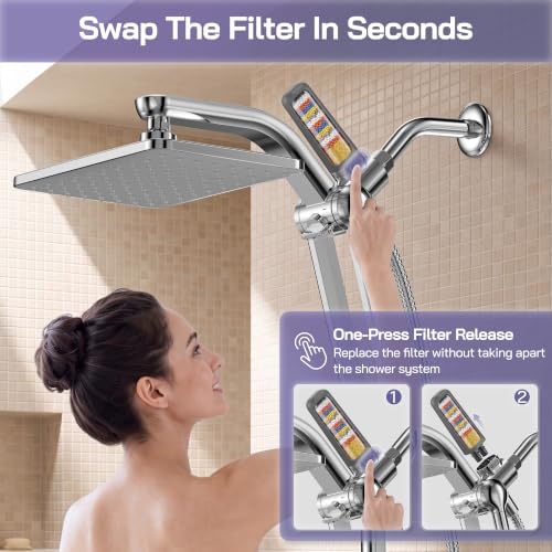 High Pressure Filtered Shower Head with Handheld Combo - Chrome