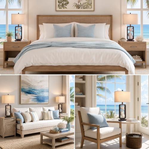 Set of 2 Coastal Starfish Table Lamps with Bulbs - Nautical Home Decor