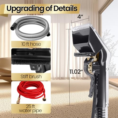Pumpoasis Hard Bristle Carpet & Upholstery Extractor Kit with 10FT Hose & 25FT Water Line – Includes Shell (Variation of This Listing)