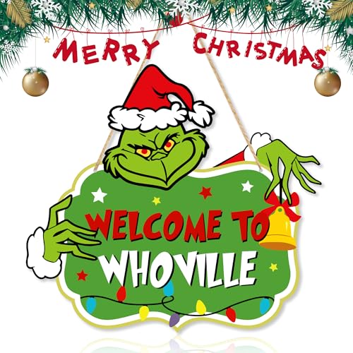 Christmas Decorations Hanging Signs Christmas Door Sign Welcome to Whoville Sign for Holiday Xmas Door Decor