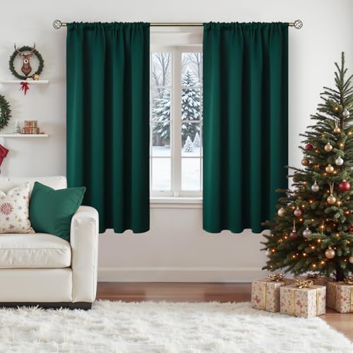BGment Emerald Green 52x63 Blackout Curtains - Thermal Insulated 2-Panels, Rod Pocket