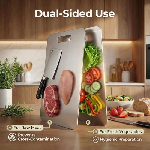 3-Piece Stainless Steel Cutting Board Set - Non-Toxic, Dishwasher Safe, Warp-Proof Kitchen Chopping Boards