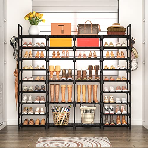 Black 9-Tier Large Shoe Rack Organizer for Entryway Closet - Heavy Duty, 68 Pairs Storage