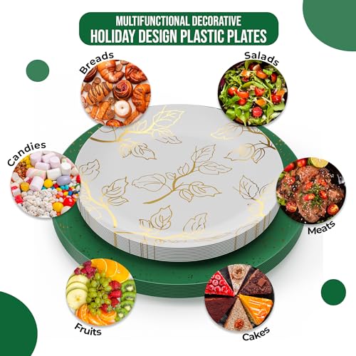 Trendables Disposable Christmas Plates Set 100 Pcs with Cutlery - Holiday Dinnerware
