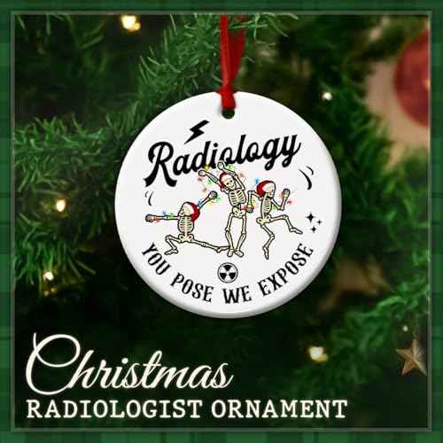 Funny Radiology Christmas Ornament 2025 - Radiologist Ornament Gift for X-Ray Tech, MRI Technologist, Radiologic Technologist, Radiographer Students & Coworkers - Ceramic Radiology Decoration