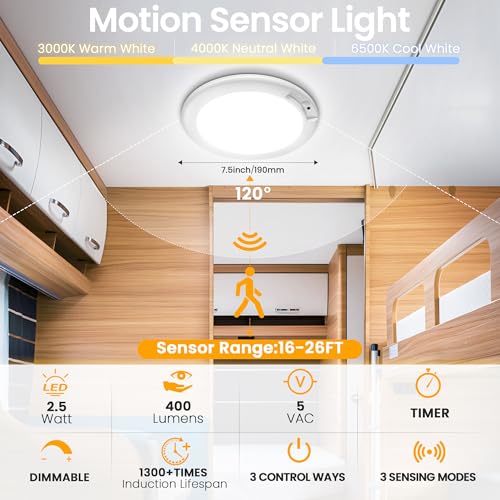 SunRider 2-Pack Rechargeable Motion Sensor LED Ceiling Lights with Remote – Wireless Magnetic Installation